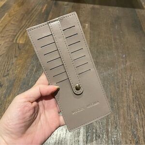 Badgley Mischka beige vegan leather card holder